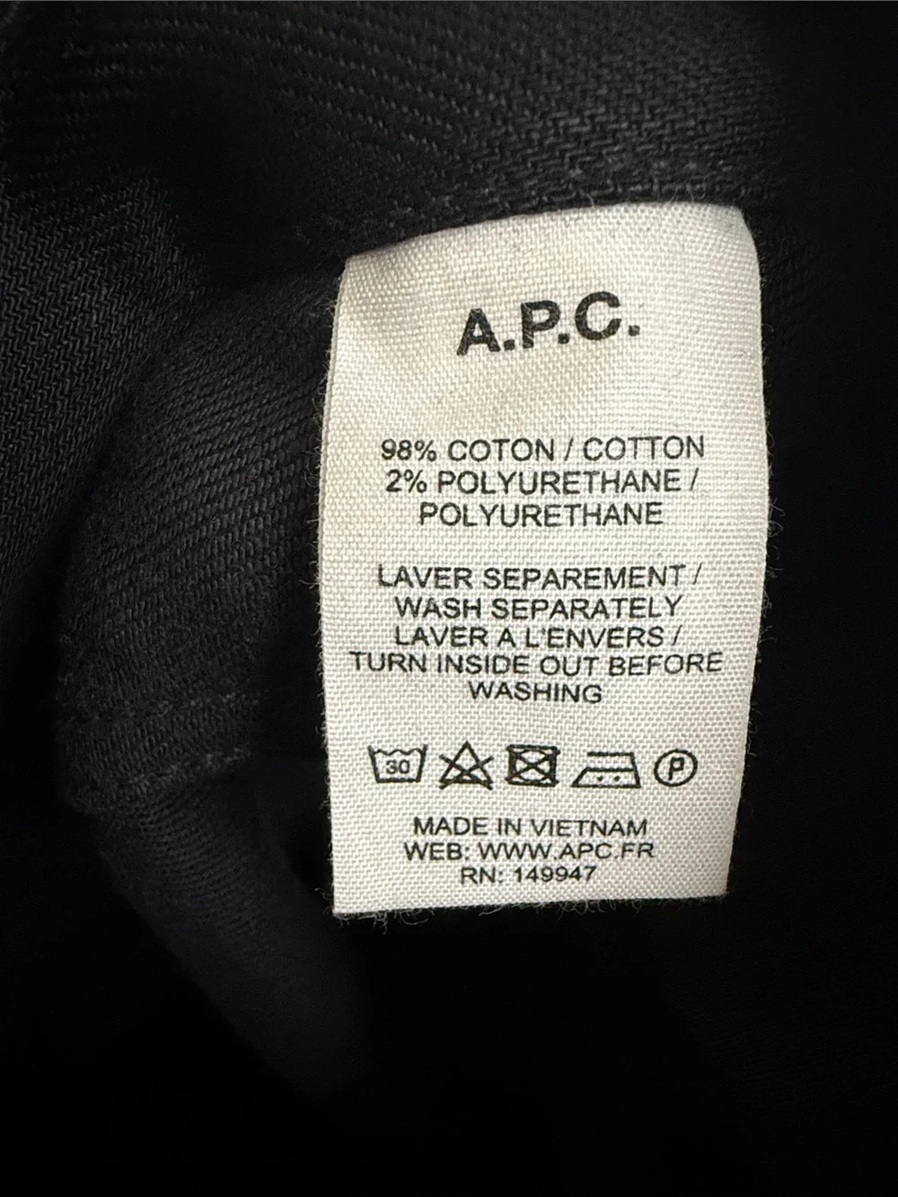 A.P.C. Black Skinny Jeans Unisex